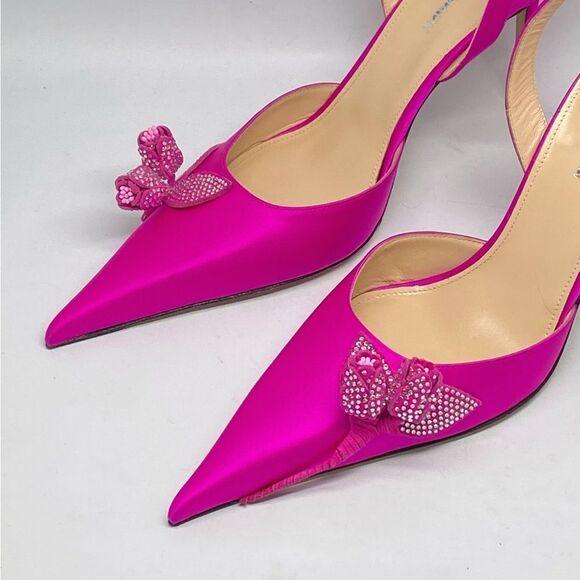 Mach & Mach Wonder Tulip 95MM Silk & Crystal Slingback Pumps size 40.5 - Picture 6 of 15